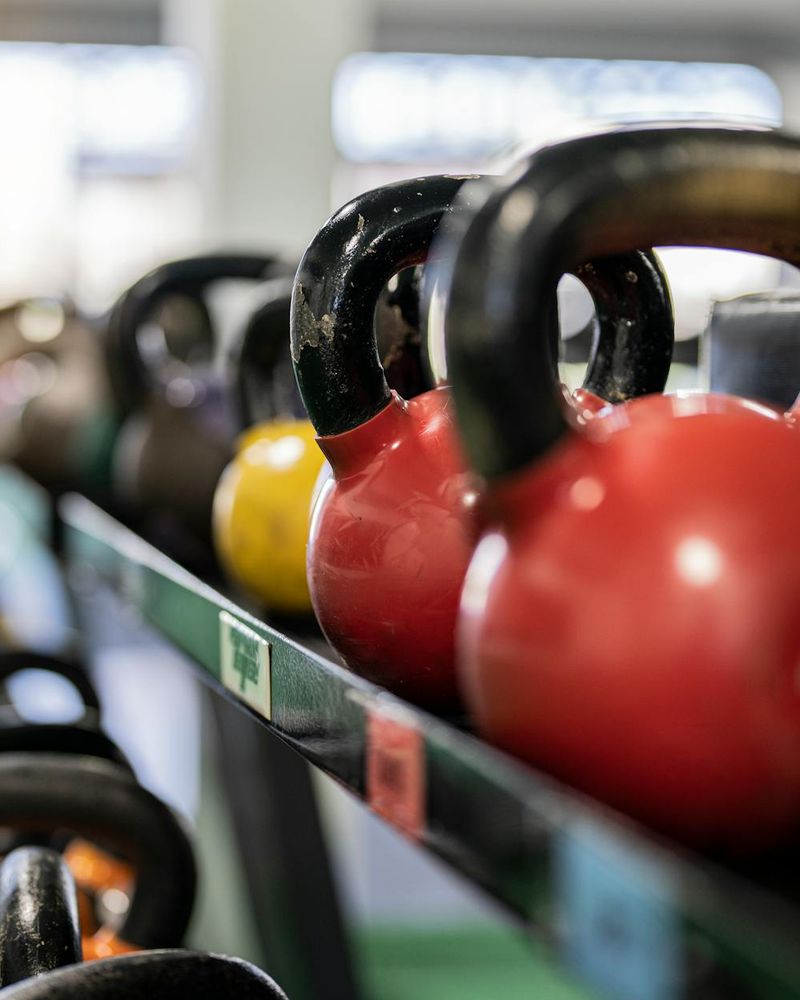 Close up of gym equipment and sports aesthetic